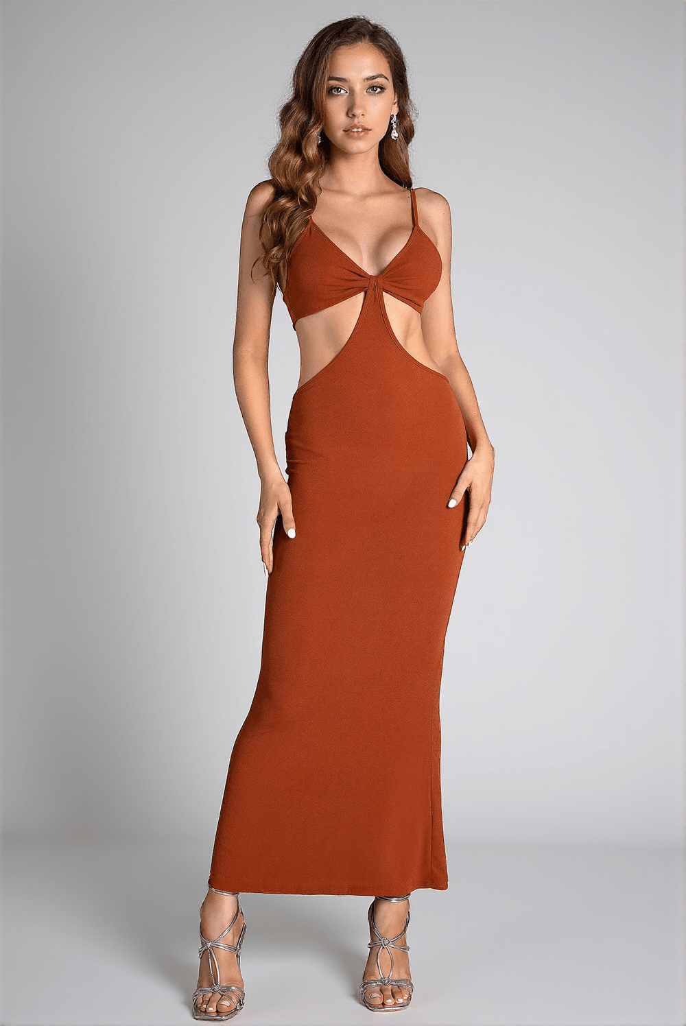 BARIDES STRAP CUTOUT MAXI DRESS