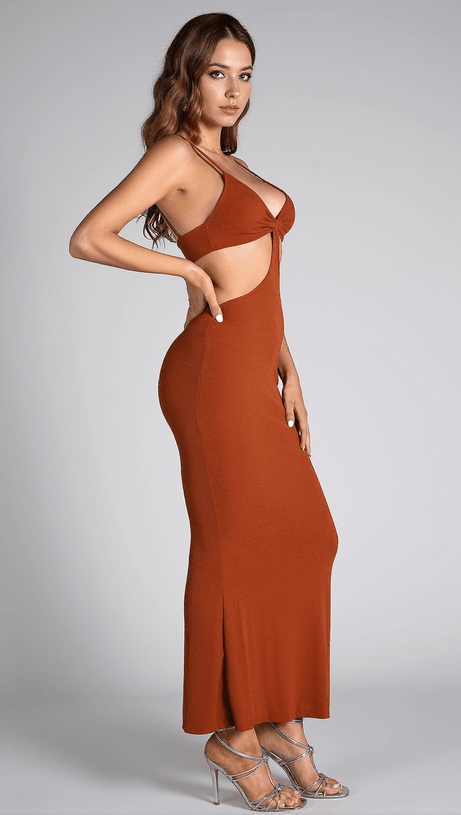 BARIDES STRAP CUTOUT MAXI DRESS
