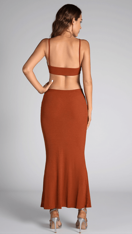 BARIDES STRAP CUTOUT MAXI DRESS