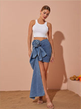 Eufemia Rose Draped Denim Skirt