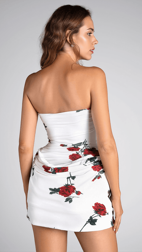 PULAS OFF SHOULDER FLORAL PLEAT DRESS