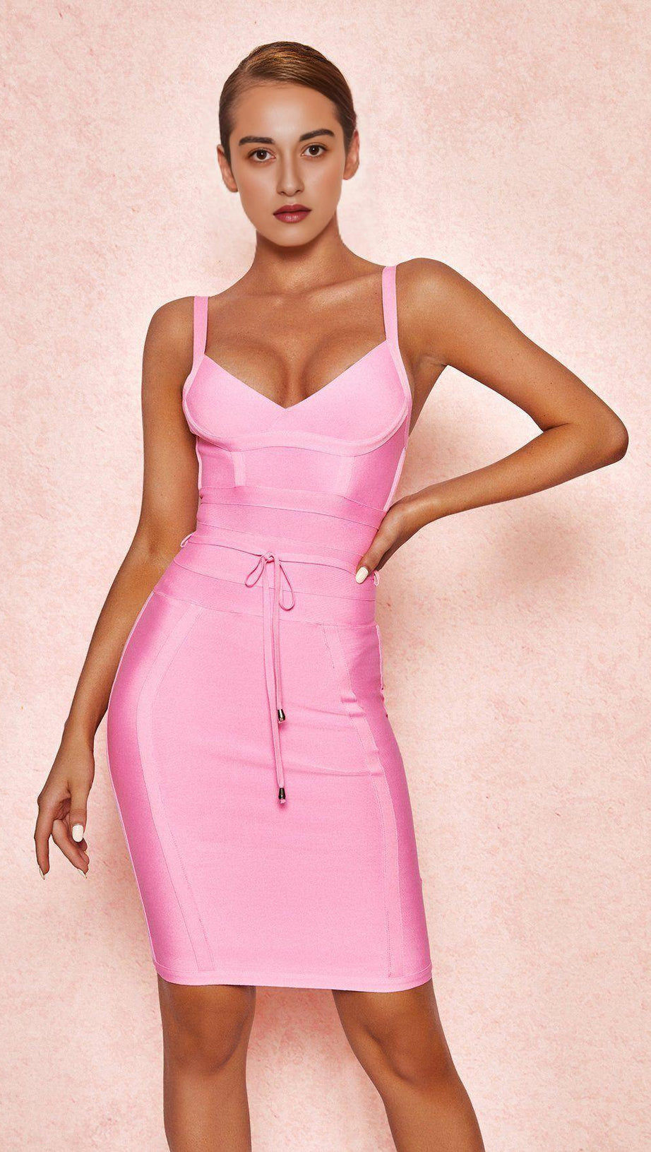 ABITO ROSA CON FASCIA IN VITA