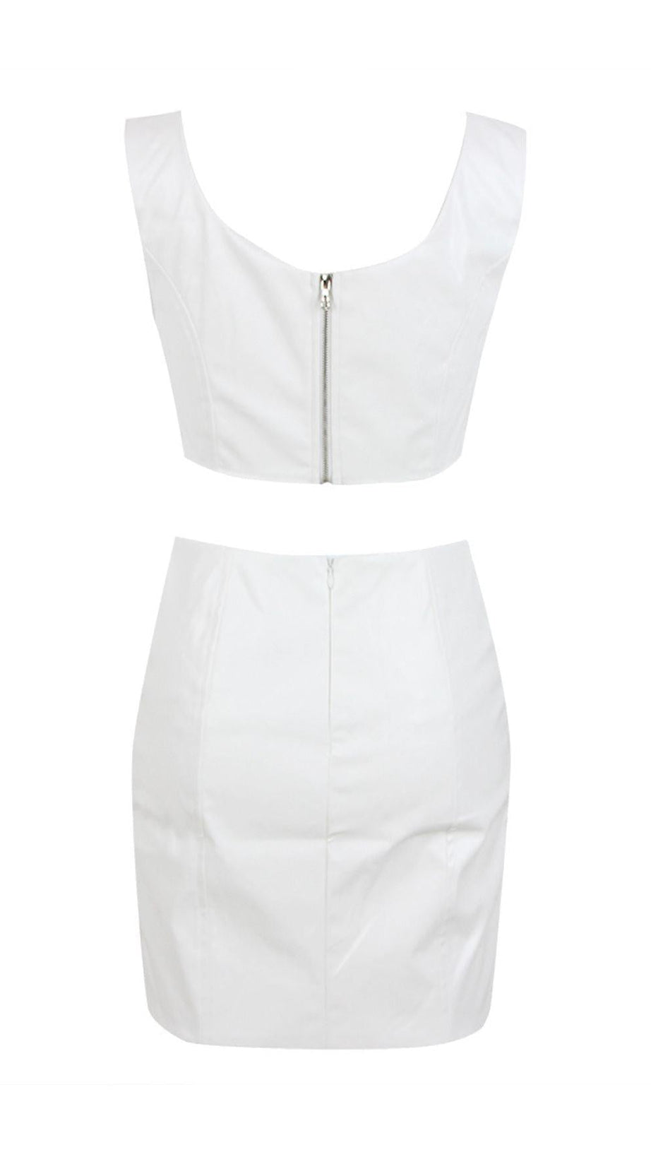 Zweiteiliges Set aus Kristallleder in Weiß