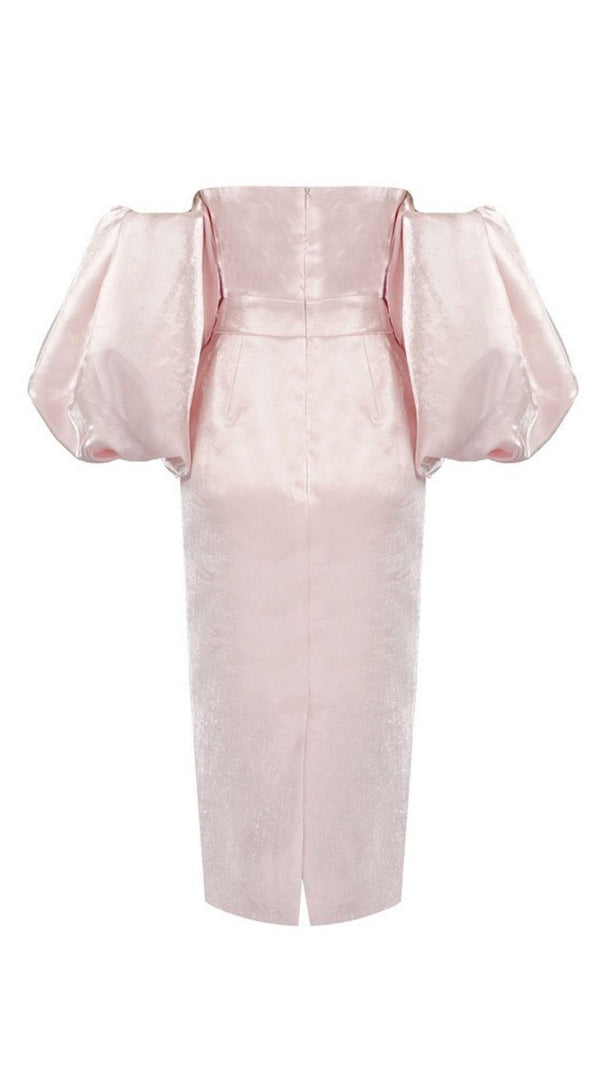 AIIZIE SATIN STRAPLESS MIDI DRESS IN PINK - product image