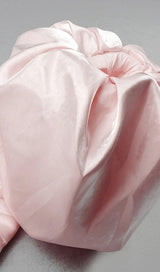 SATIN STRAPLESS MIDI DRESS IN PINK