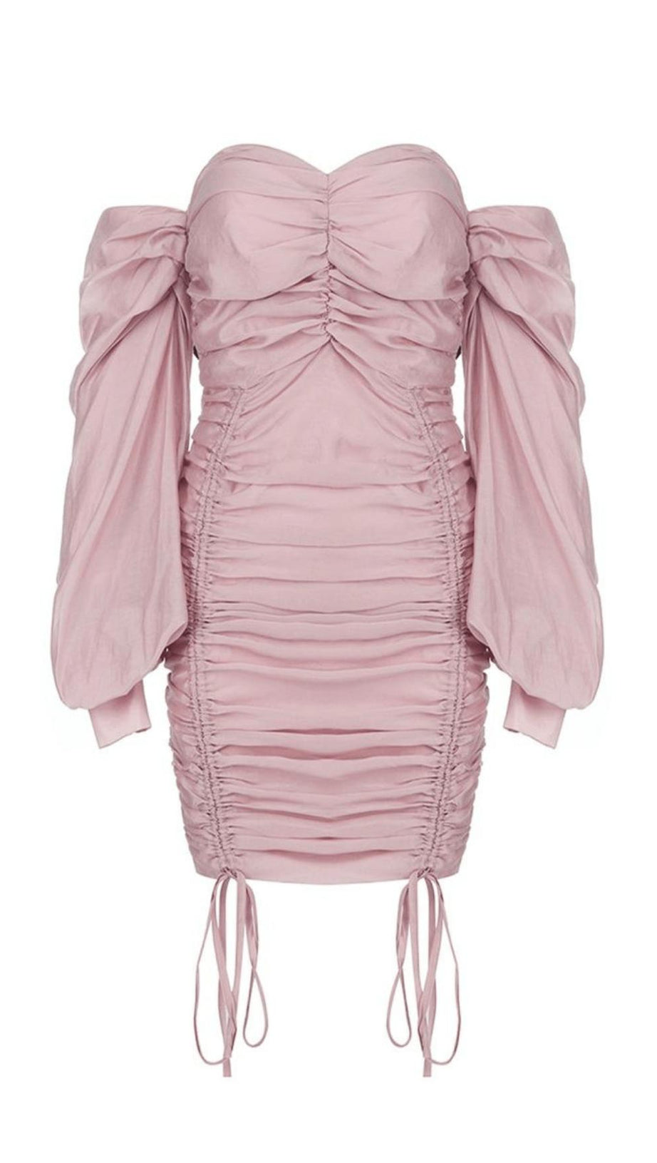 ABITO ROSA MONOSPALLA CON ARRICCIATURA