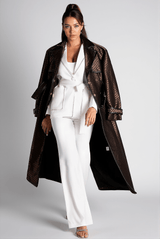 Leventili Lapel Belted Long Overcoat