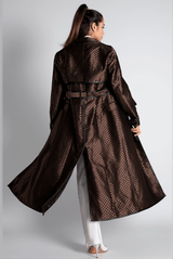 Leventili Lapel Belted Long Overcoat