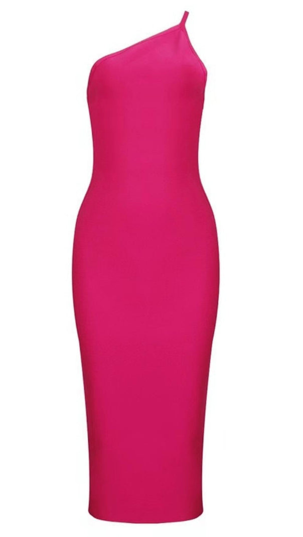 AIIZIE PINK ONE SHOULDER BANDAGE DRESS - product image