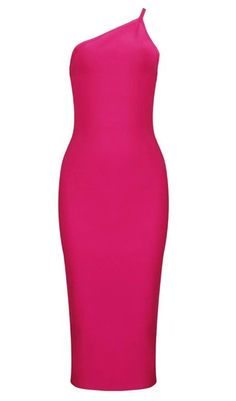 PINK ONE SHOULDER BANDAGE DRESS