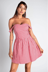 Dorotheos Off Shoulder Plaid Mini Dress