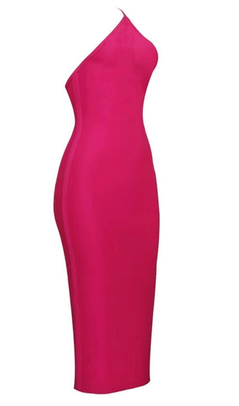 PINK ONE SHOULDER BANDAGE DRESS