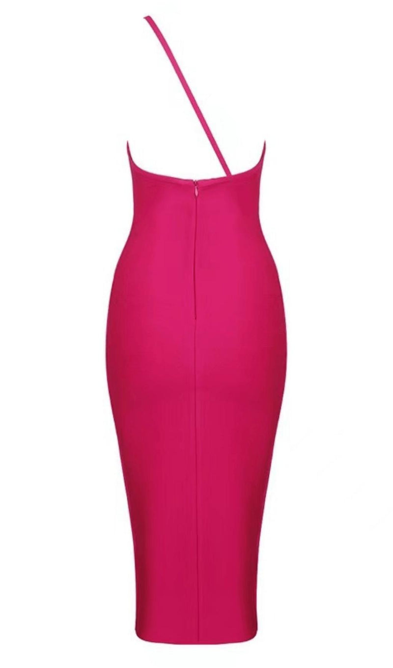 PINK ONE SHOULDER BANDAGE DRESS