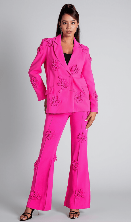 Blazer-Set mit Amaryllis-Blumenstickerei