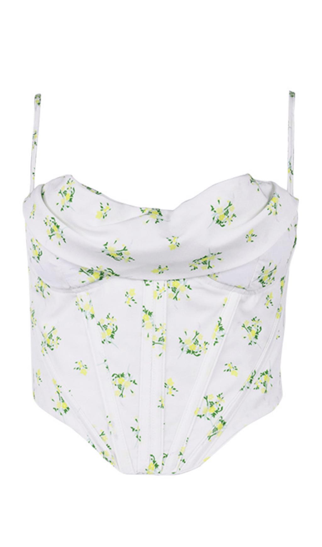 MUCCHIO DI FIORI SPEZZATI MUCCHIO CANOTTIERA CON COLLO A MUCCHIO