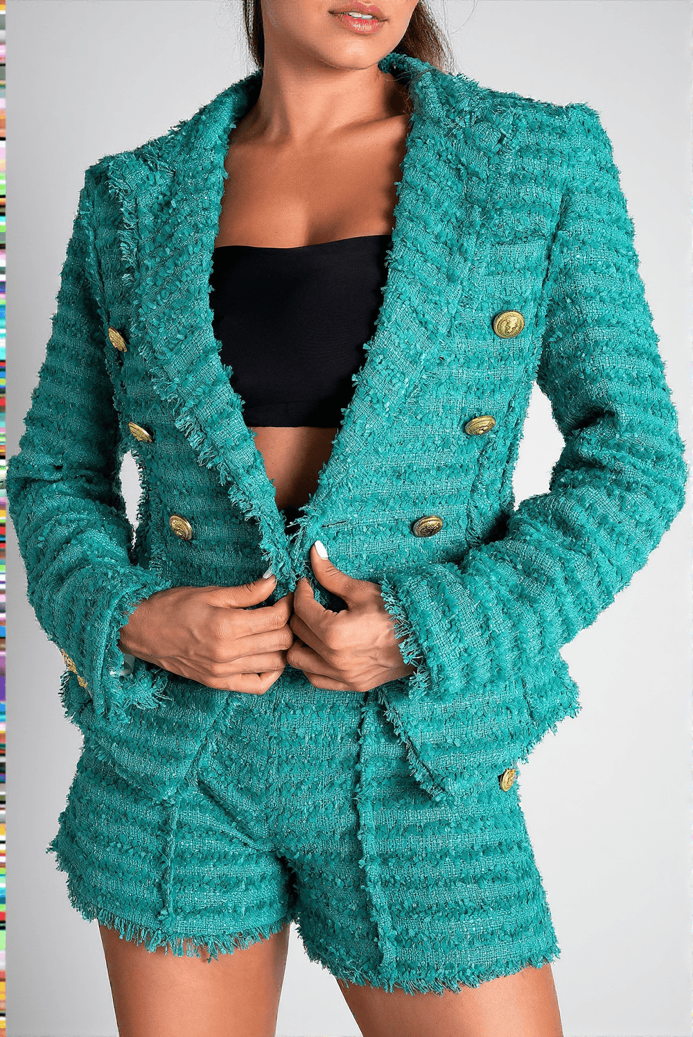 POLINA DOUBLE BUTTON TWEED 2 PIECE SET