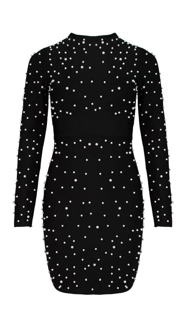 AIIZIE PEARL LONG SLEEVE MINI BANDAGE DRESS - product image
