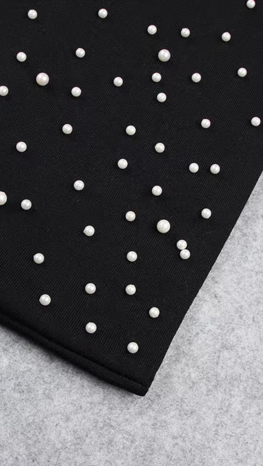 MINI ABITO BENDAGGIO A MANICHE LUNGHE CON PERLE