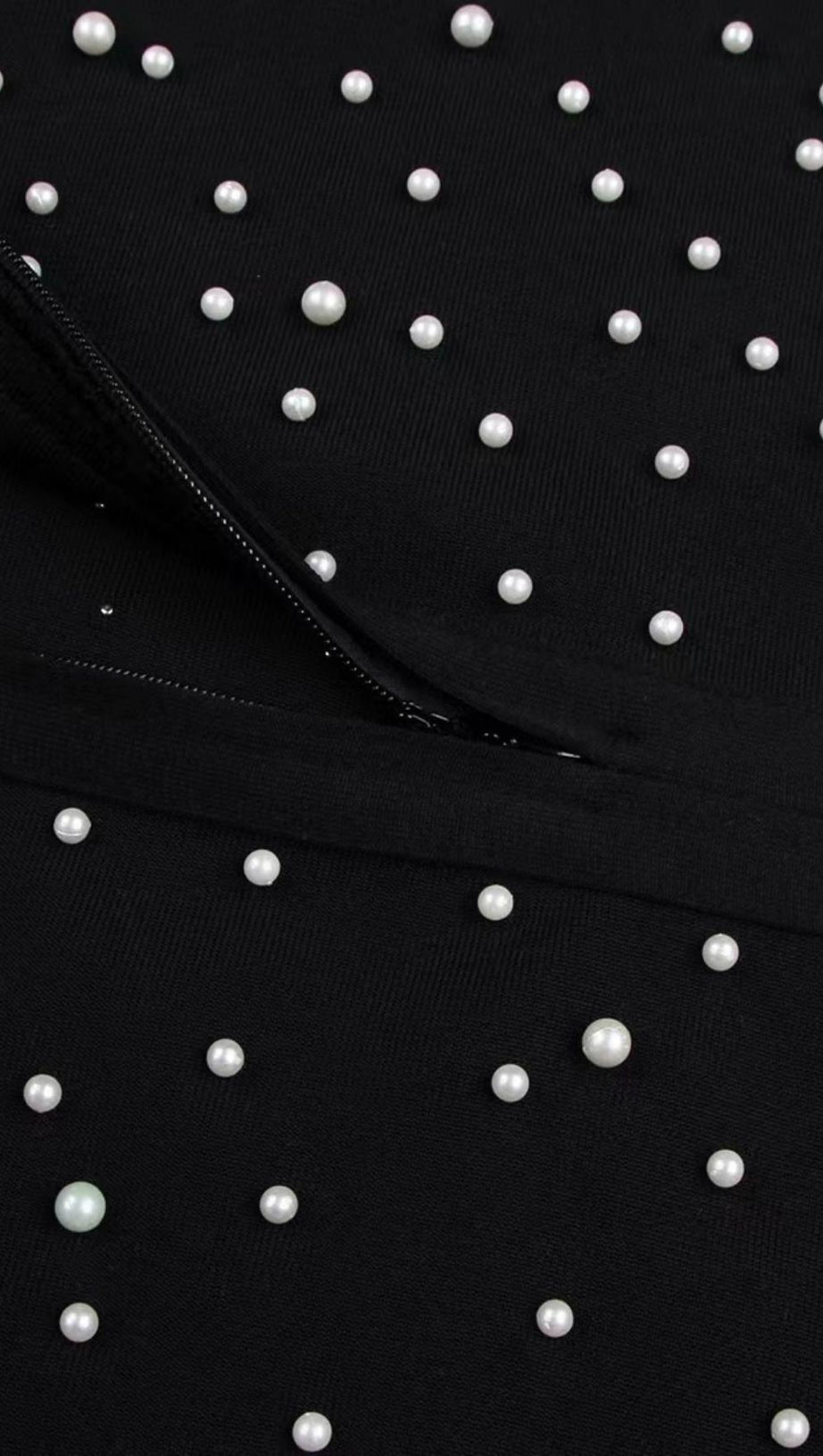 MINI ABITO BENDAGGIO A MANICHE LUNGHE CON PERLE