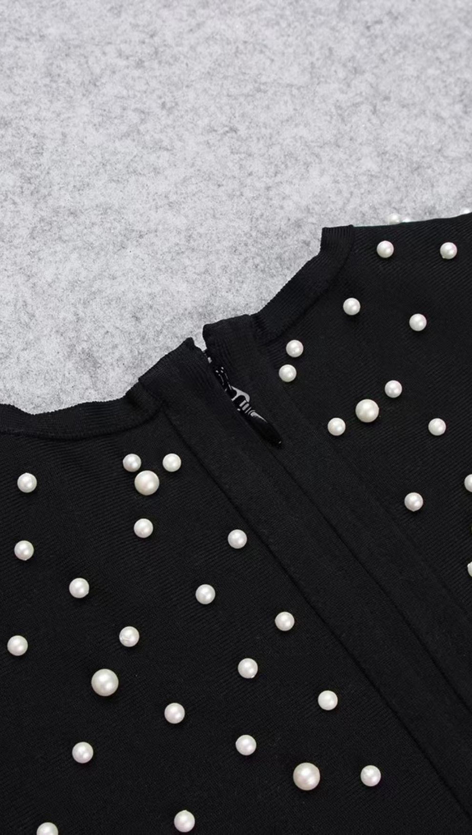 MINI ABITO BENDAGGIO A MANICHE LUNGHE CON PERLE