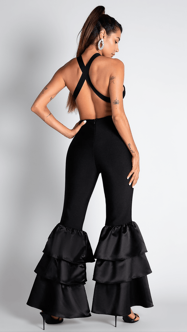 AIIZIE VALA V-NECK RUFFLE BACKLESS JUMPSUIT - product image