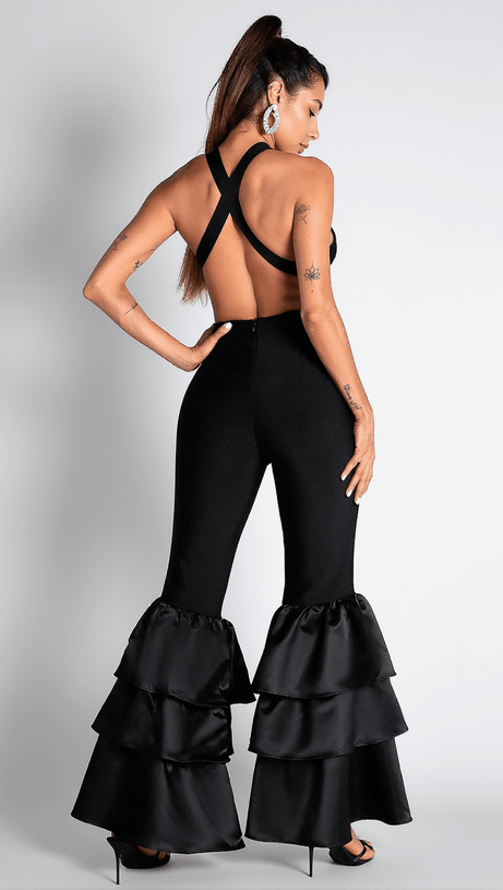 VALA V-NECK RUFFLE BACKLESS JUMPSUIT