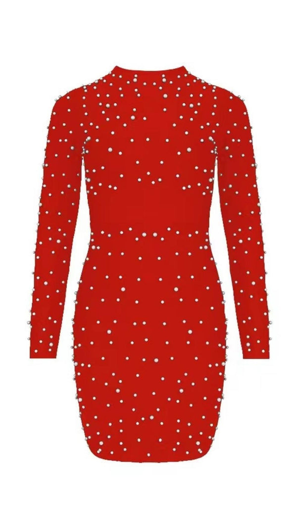 Pearl Long Sleeve Mini Bandage Dress