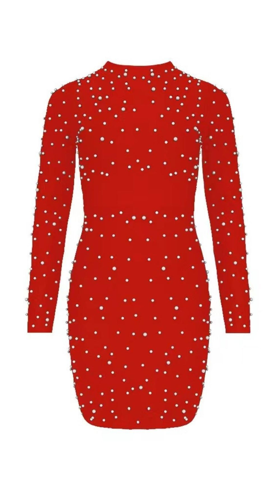 MINI ABITO BENDAGGIO A MANICHE LUNGHE CON PERLE