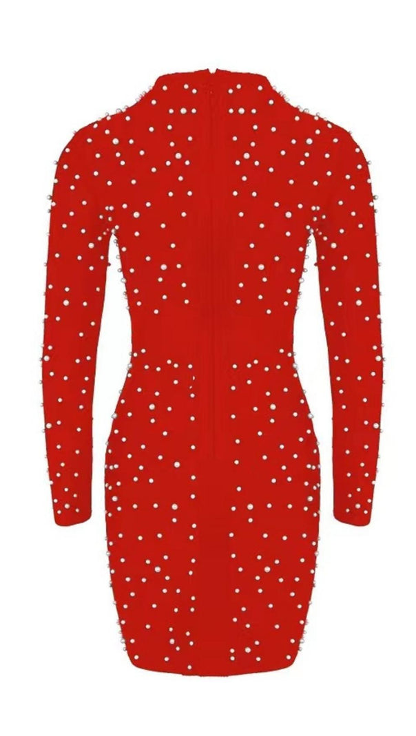 Pearl Long Sleeve Mini Bandage Dress