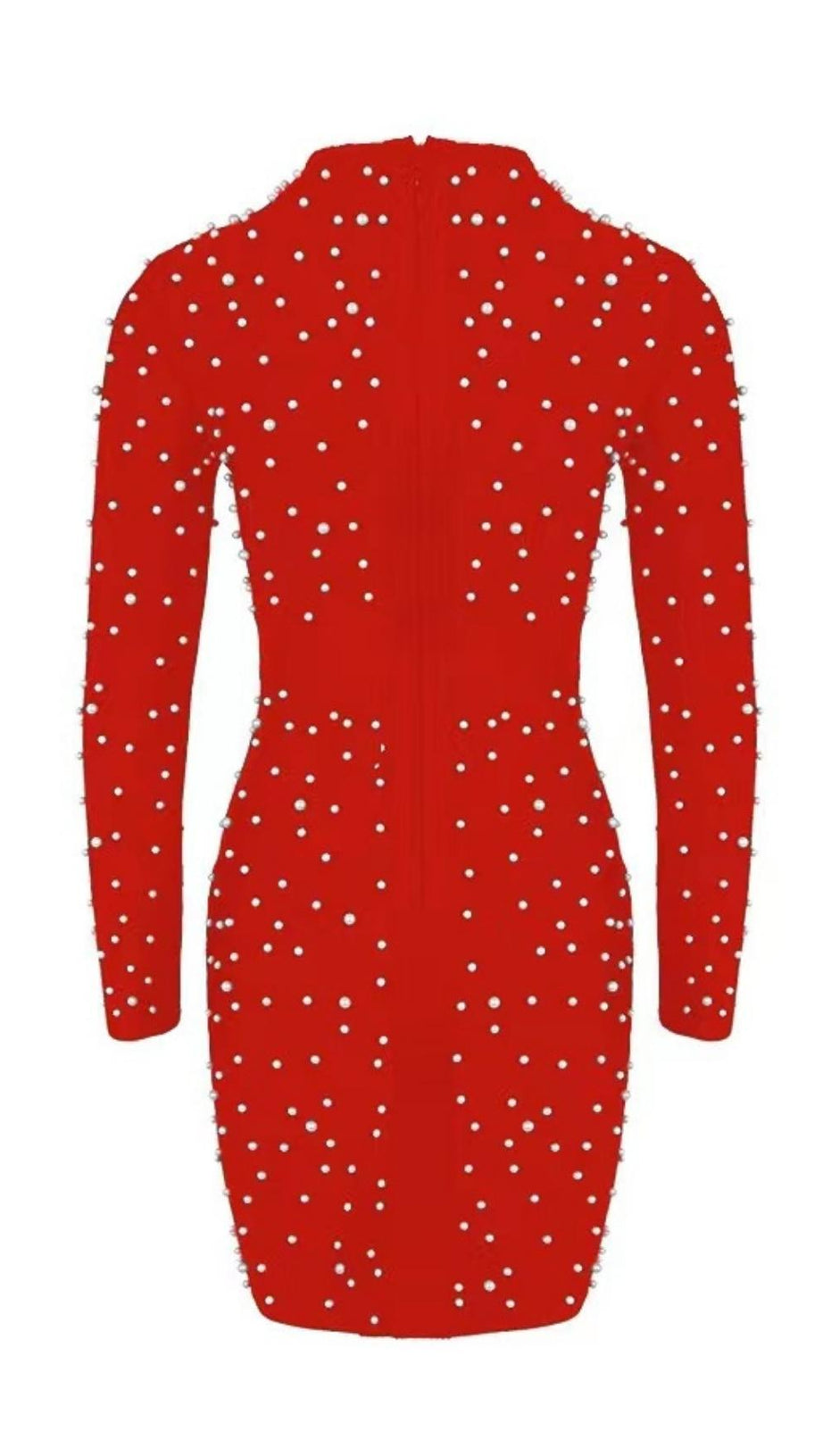 MINI ABITO BENDAGGIO A MANICHE LUNGHE CON PERLE