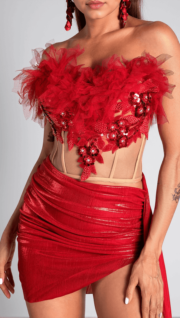 AIIZIE PELAGIA FEATHER CORSET METALLIC 2 PIECE SET - product image