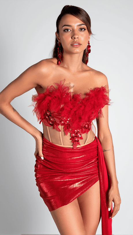 Pelagia – Federkorsett in Metallic, 2-teiliges Set