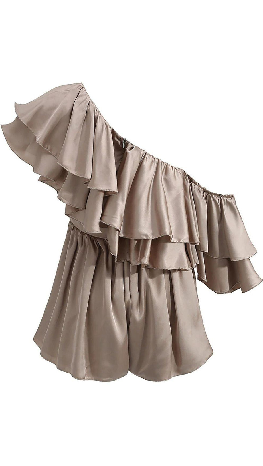 SATIN-BODY MIT EINER SCHULTER UND RÜSCHEN