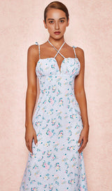 PALE BLUE FLORAL SUMMER MAXI DRESS