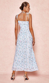 PALE BLUE FLORAL SUMMER MAXI DRESS