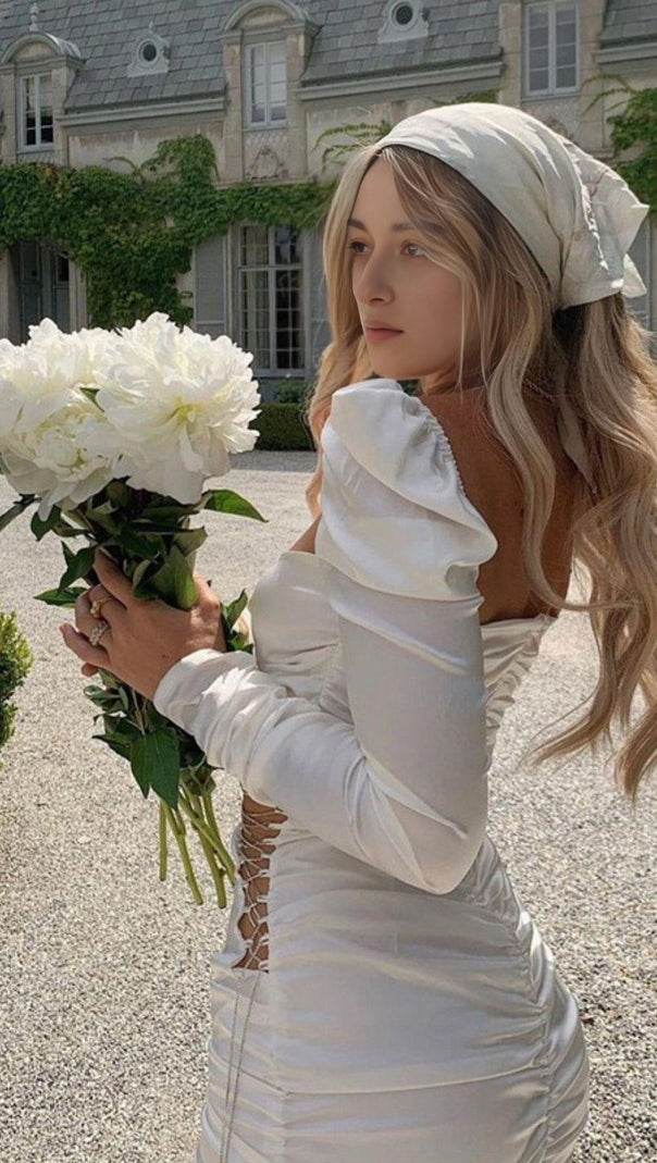 AIIZIE WHITE CUT OUT STAIN DRESS - product image