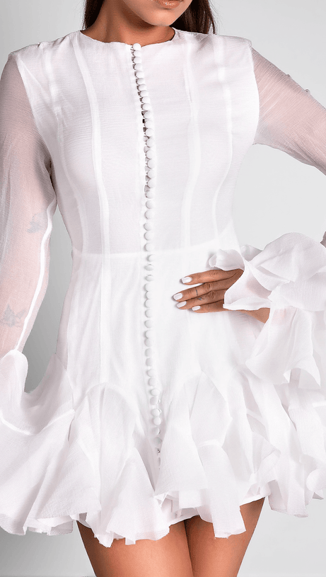 CALLIOPE LONG SLEEVE RUFFLE MINI DRESS