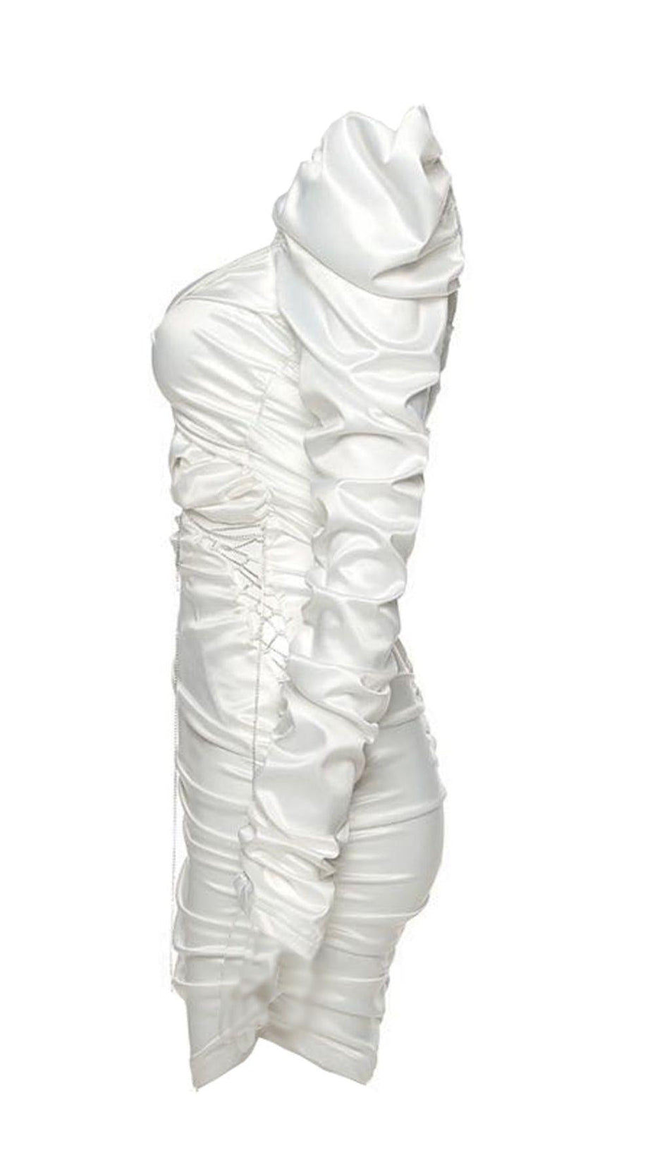 WHITE CUT OUT STAIN DRESS