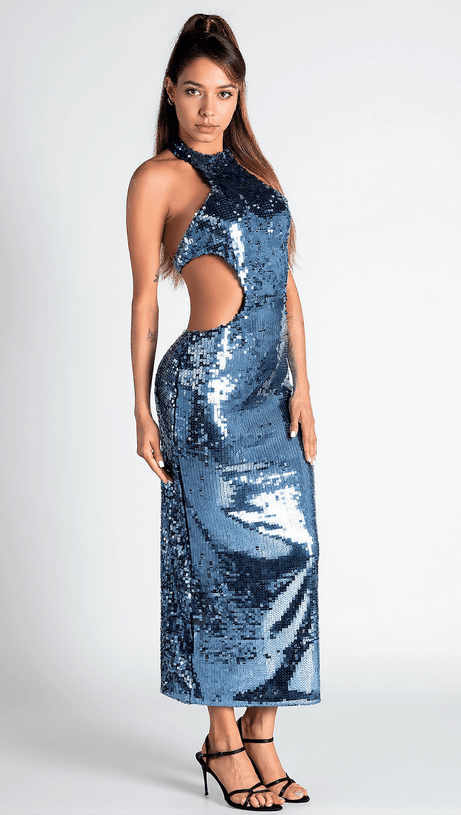 NEIVA GLITTER CUTOUT MAXI DRESS