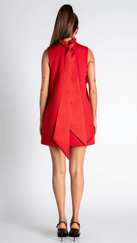 NONYAH HIGH NECK 3D FLOWER MINI DRESS