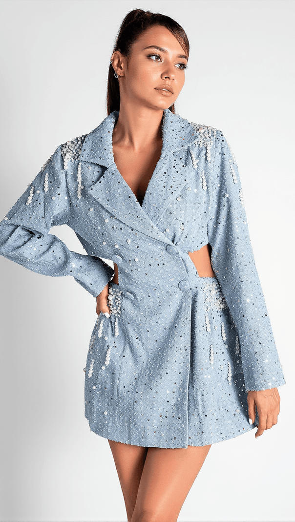AIIZIE PIPTISA PEARL CUTOUT TUXEDO DRESS - product image
