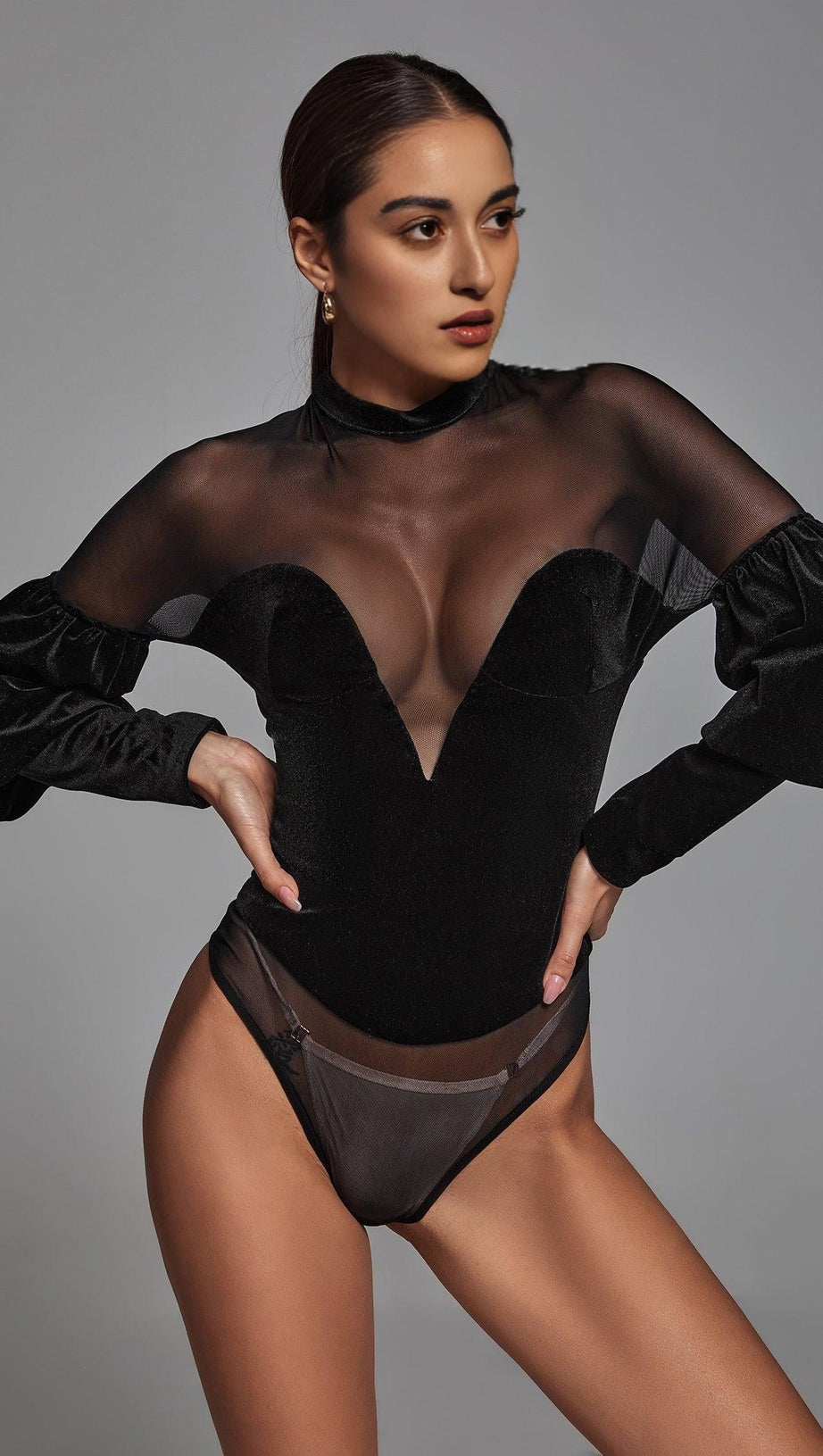 OLIVE BLACK BODYSUIT