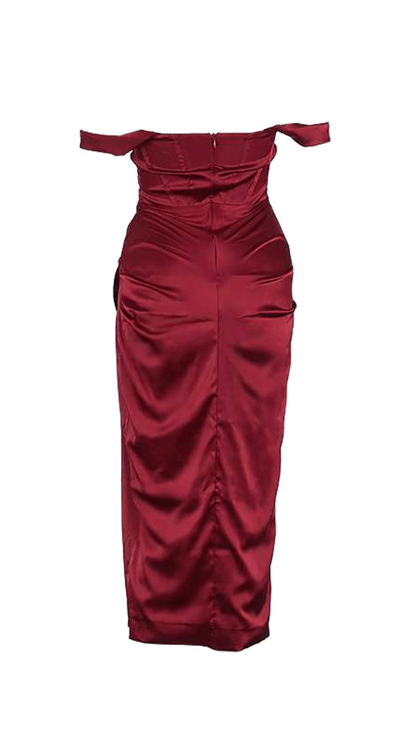 AIIZIE OFF SHOULDER DRESS IN WINE - product image