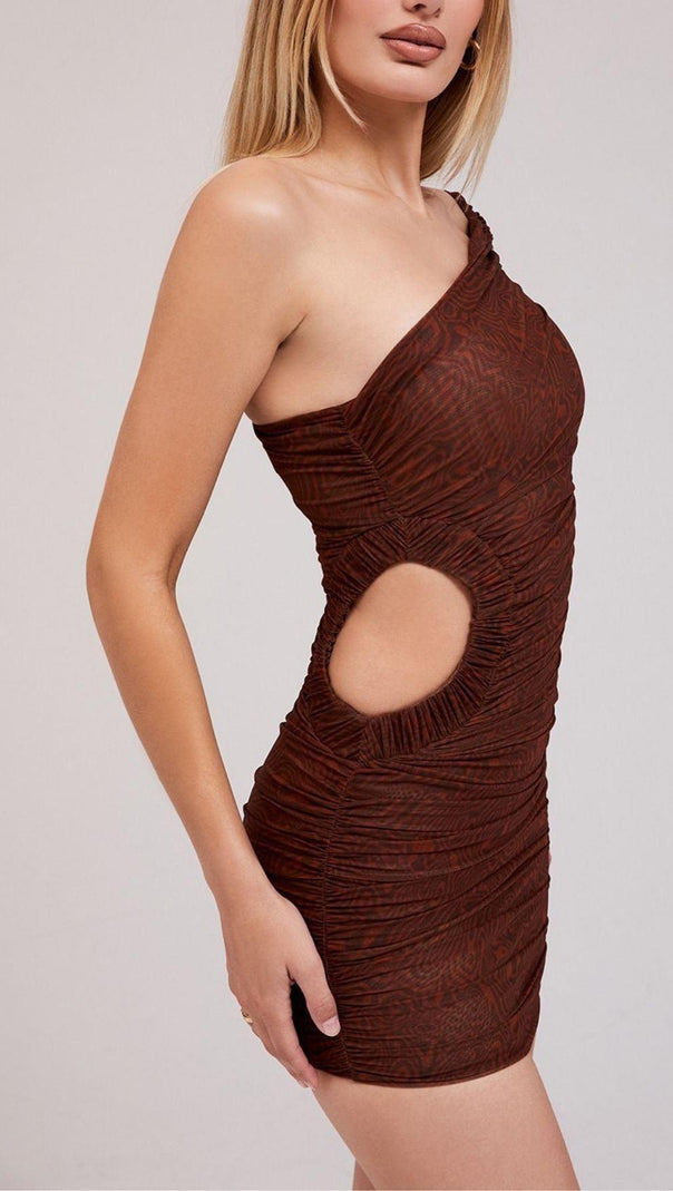 AIIZIE OBLIQUE SHOULDER MESH HOLLOW SKIRT - product image