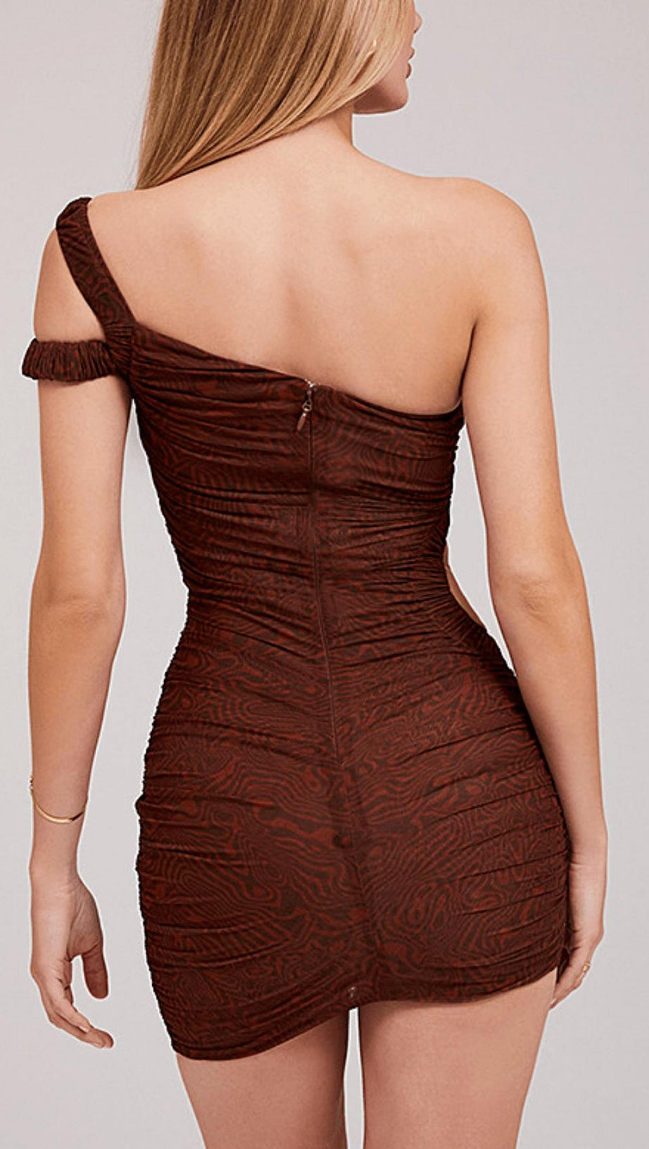 OBLIQUE SHOULDER MESH HOLLOW SKIRT