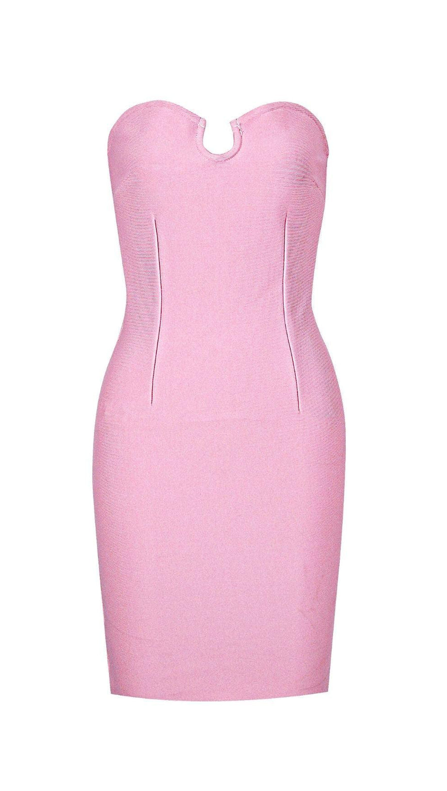 MINI ABITO SENZA SPALLINE CON BENDAGGI ROSA