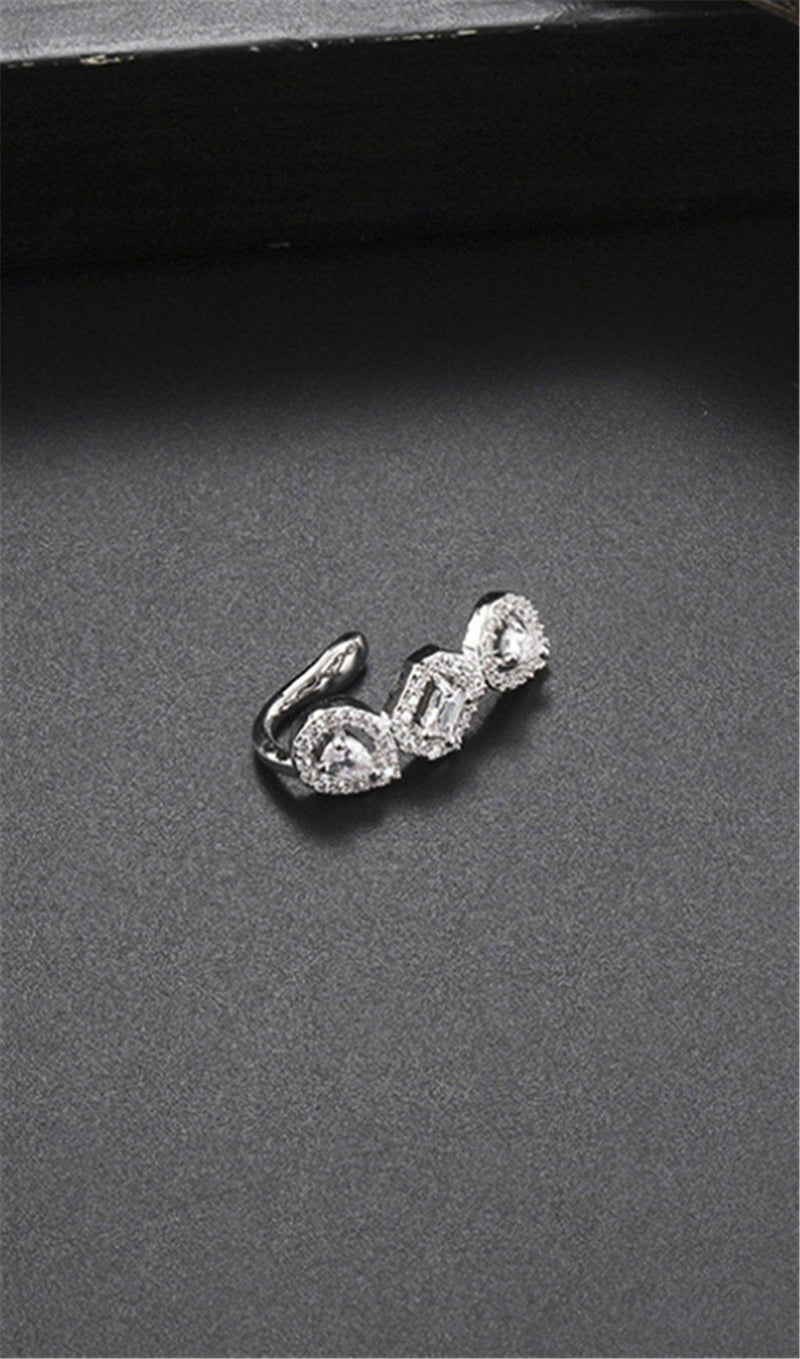 NON-PIERCER GEOMETRIC ZIRCON EAR CLIPS