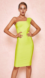 NEON YELLOW BANDAGE MIDI DRESS