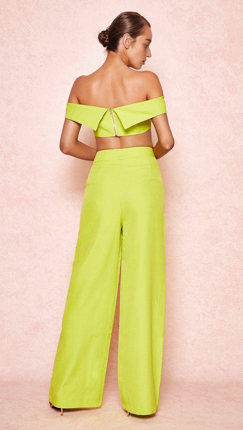 NEON GREEN WIDE LEG TROUSERS
