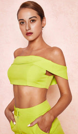 NEON GREEN WIDE LEG TROUSERS